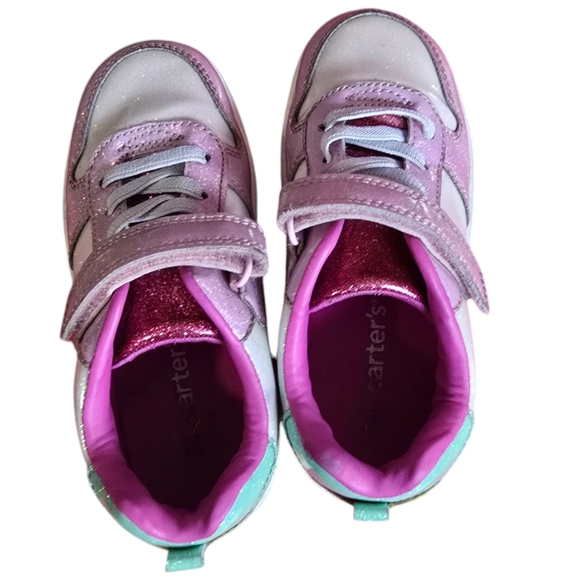 Carter's Size 11 Kids Sneakers in Pink, Off White And Green - Picture 4 of 6